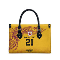 Queensland Papua New Guinea Custom Leather Bag All Gold Pacific PNG Tribal Style LT9 - Polynesian Pride
