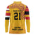 Queensland Papua New Guinea Custom Long Sleeve Polo Shirt All Gold Pacific PNG Tribal Style