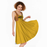 Queensland Papua New Guinea Custom Midi Dress All Gold Pacific PNG Tribal Style LT9 - Polynesian Pride
