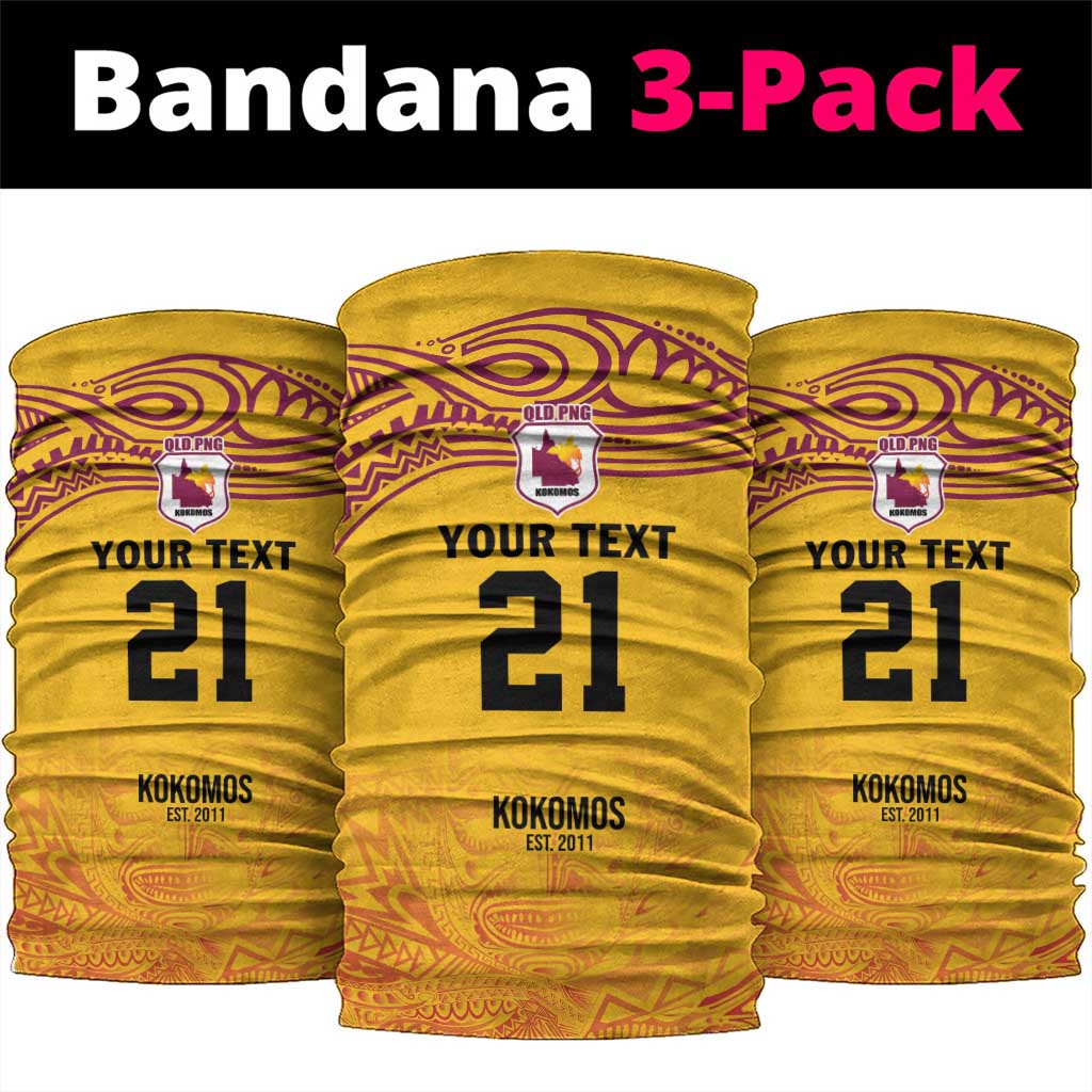 Queensland Papua New Guinea Custom Neck Gaiter All Gold Pacific PNG Tribal Style LT9 package One Size: 25*50cm Gold - Polynesian Pride