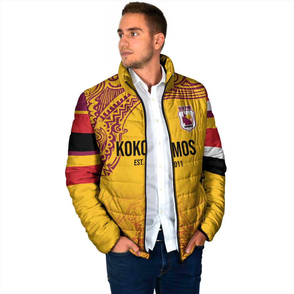 Queensland Papua New Guinea Custom Padded Jacket All Gold Pacific PNG Tribal Style - Polynesian Pride
