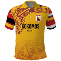 Queensland Papua New Guinea Custom Polo Shirt All Gold Pacific PNG Tribal Style LT9 Gold - Polynesian Pride