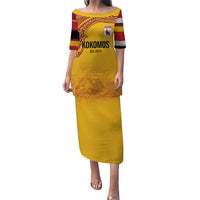 Queensland Papua New Guinea Custom Puletasi All Gold Pacific PNG Tribal Style LT9 Long Dress Gold - Polynesian Pride
