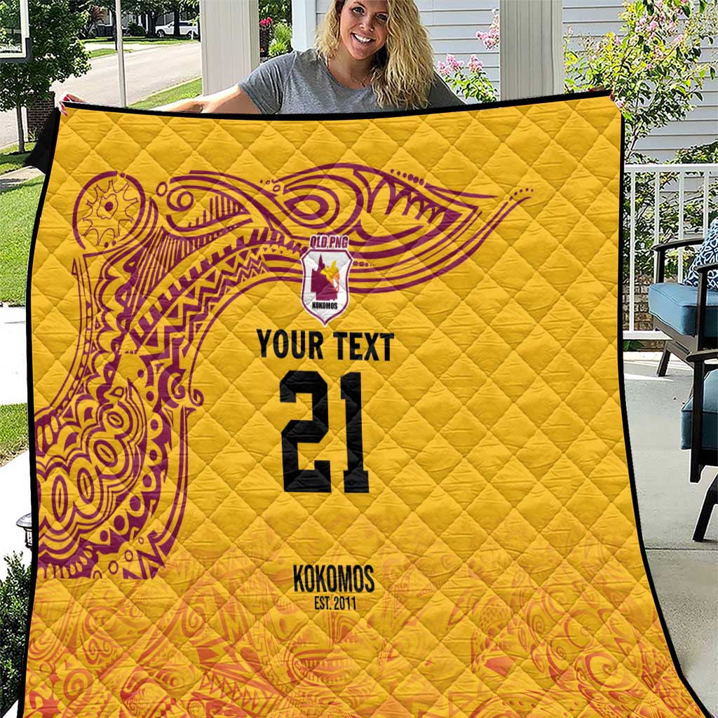 Queensland Papua New Guinea Custom Quilt All Gold Pacific PNG Tribal Style