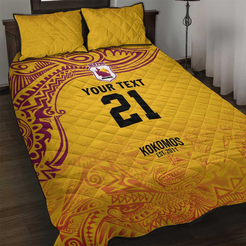 Queensland Papua New Guinea Custom Quilt Bed Set All Gold Pacific PNG Tribal Style LT9 Gold - Polynesian Pride