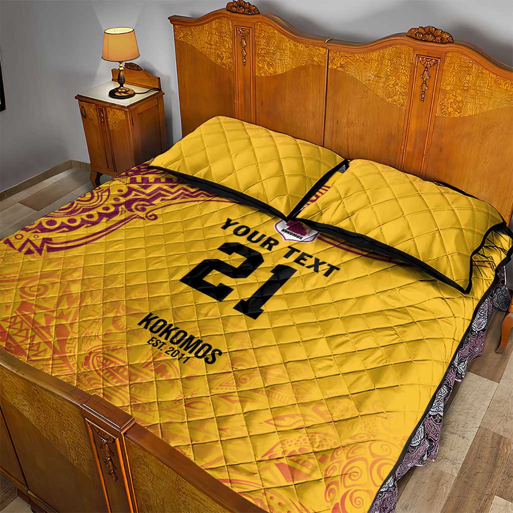 Queensland Papua New Guinea Custom Quilt Bed Set All Gold Pacific PNG Tribal Style LT9 - Polynesian Pride