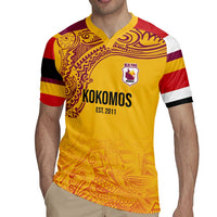 Queensland Papua New Guinea Custom Rugby Jersey All Gold Pacific PNG Tribal Style LT9 - Polynesian Pride