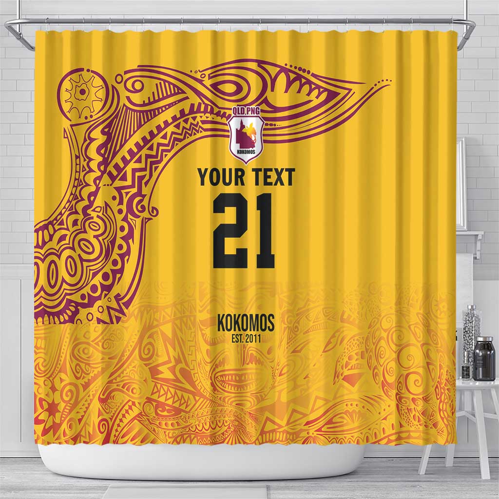 Queensland Papua New Guinea Custom Shower Curtain All Gold Pacific PNG Tribal Style LT9 - Polynesian Pride