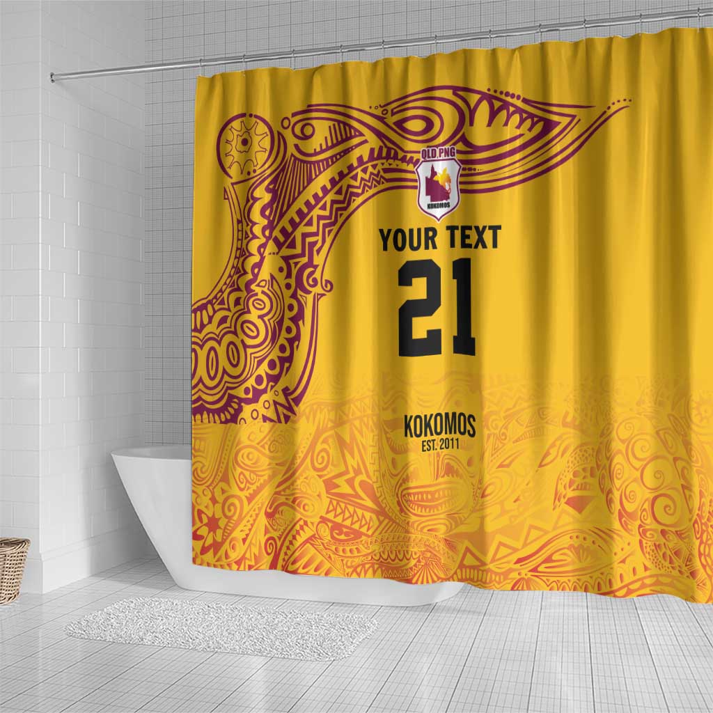 Queensland Papua New Guinea Custom Shower Curtain All Gold Pacific PNG Tribal Style LT9 - Polynesian Pride