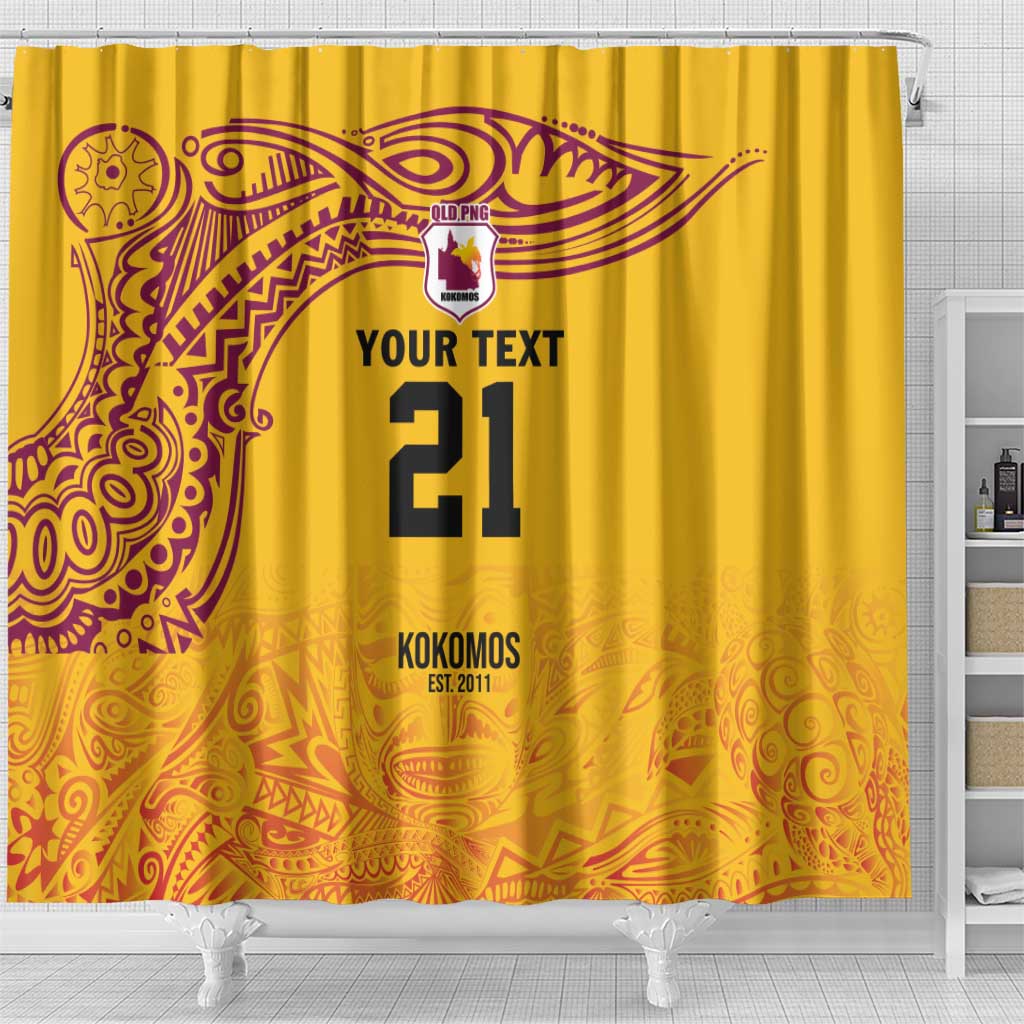 Queensland Papua New Guinea Custom Shower Curtain All Gold Pacific PNG Tribal Style LT9 - Polynesian Pride