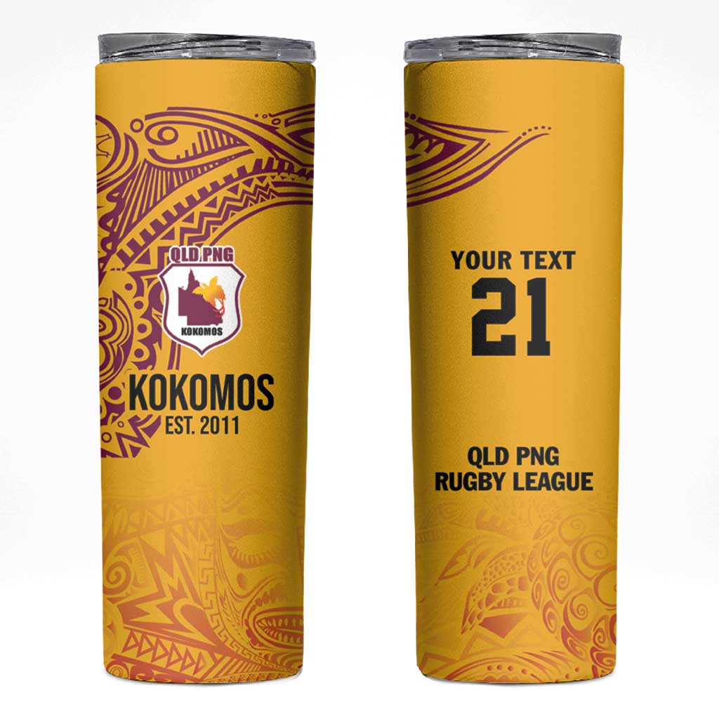 Queensland Papua New Guinea Custom Skinny Tumbler All Gold Pacific PNG Tribal Style LT9 Gold - Polynesian Pride