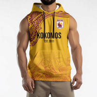 Queensland Papua New Guinea Custom Sleeveless Hoodie All Gold Pacific PNG Tribal Style LT9 - Polynesian Pride
