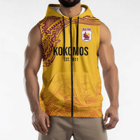 Queensland Papua New Guinea Custom Sleeveless Zip Hoodie All Gold Pacific PNG Tribal Style LT9 - Polynesian Pride