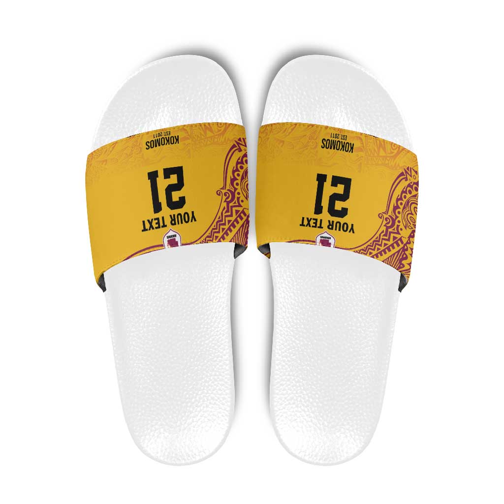Queensland Papua New Guinea Custom Slide Sandals All Gold Pacific PNG Tribal Style LT9 Gold - Polynesian Pride