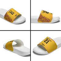 Queensland Papua New Guinea Custom Slide Sandals All Gold Pacific PNG Tribal Style LT9 - Polynesian Pride