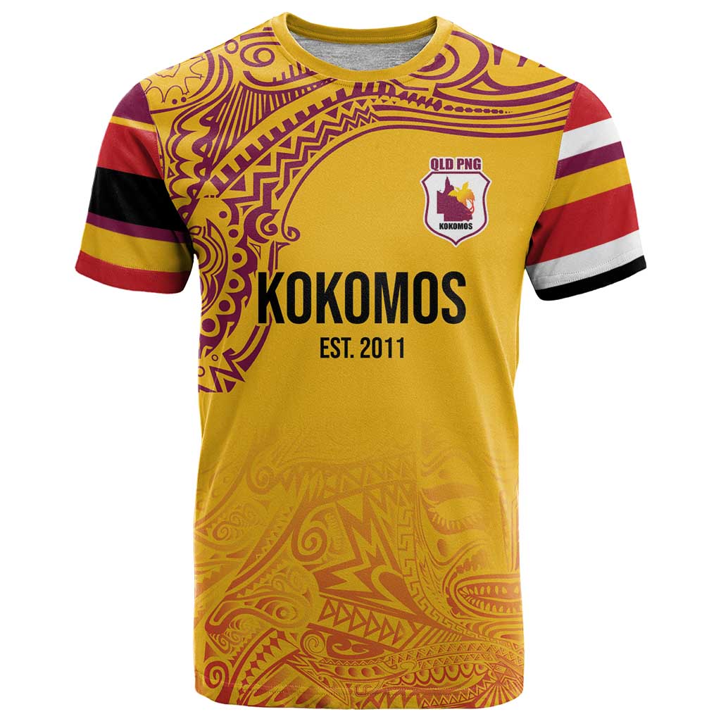 Queensland Papua New Guinea Custom T Shirt All Gold Pacific PNG Tribal Style LT9 Gold - Polynesian Pride