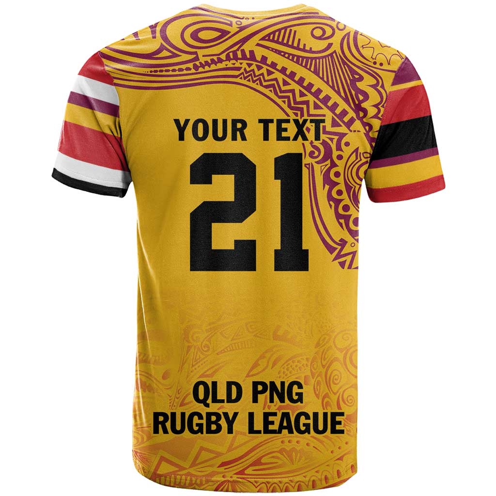 Queensland Papua New Guinea Custom T Shirt All Gold Pacific PNG Tribal Style LT9 - Polynesian Pride