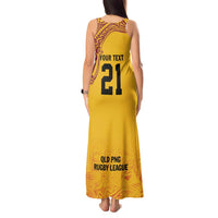 Queensland Papua New Guinea Custom Tank Maxi Dress All Gold Pacific PNG Tribal Style LT9 - Polynesian Pride