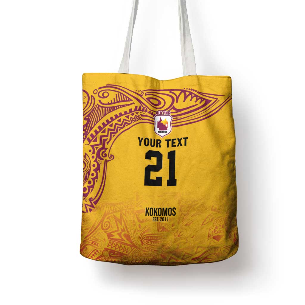 Queensland Papua New Guinea Custom Tote Bag All Gold Pacific PNG Tribal Style LT9 - Polynesian Pride