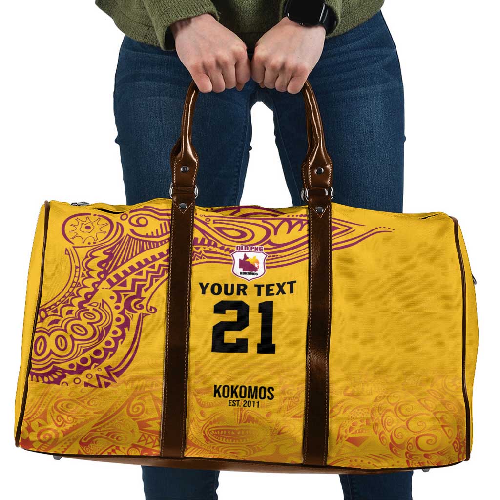 Queensland Papua New Guinea Custom Travel Bag All Gold Pacific PNG Tribal Style LT9 Gold - Polynesian Pride