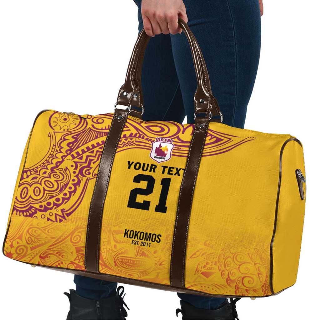 Queensland Papua New Guinea Custom Travel Bag All Gold Pacific PNG Tribal Style LT9 - Polynesian Pride