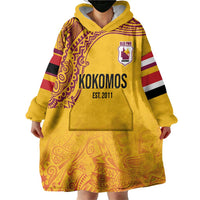 Queensland Papua New Guinea Custom Wearable Blanket Hoodie All Gold Pacific PNG Tribal Style LT9 - Polynesian Pride