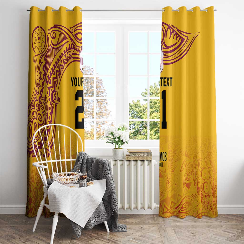 Queensland Papua New Guinea Custom Window Curtain All Gold Pacific PNG Tribal Style LT9 - Polynesian Pride