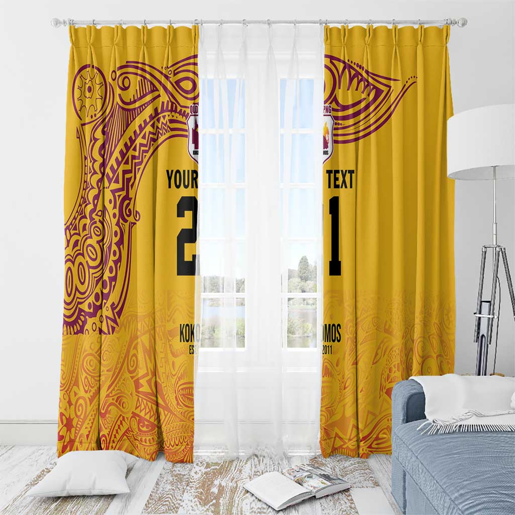Queensland Papua New Guinea Custom Window Curtain All Gold Pacific PNG Tribal Style LT9 - Polynesian Pride