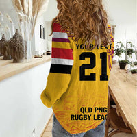Queensland Papua New Guinea Custom Women Casual Shirt All Gold Pacific PNG Tribal Style LT9 - Polynesian Pride