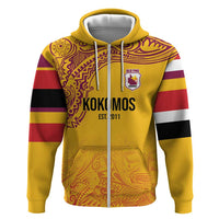 Queensland Papua New Guinea Custom Zip Hoodie All Gold Pacific PNG Tribal Style LT9 Zip Hoodie Gold - Polynesian Pride