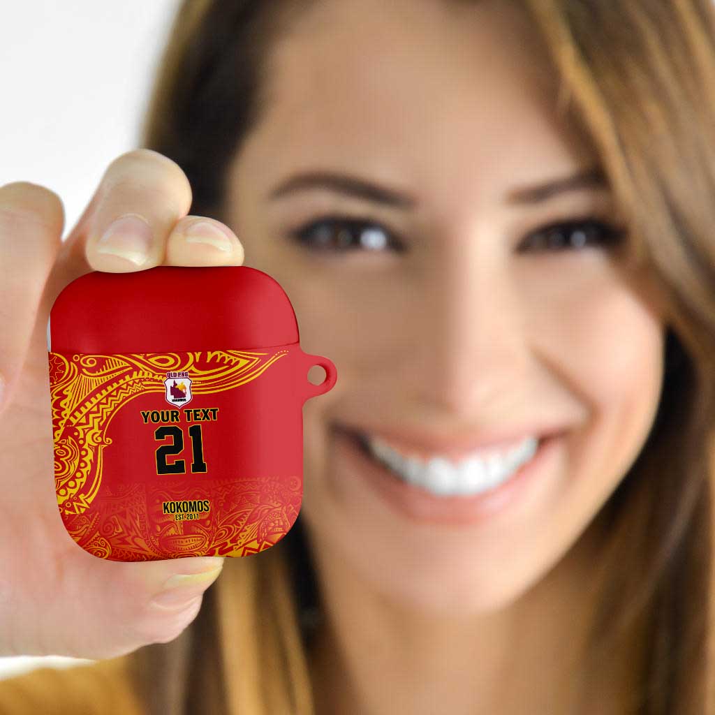 Queensland Papua New Guinea Custom AirPods Case All Red Pacific PNG Tribal Style - Polynesian Pride