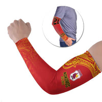 Queensland Papua New Guinea Custom Arm Sleeves All Red Pacific PNG Tribal Style LT9 Set of 2 Red - Polynesian Pride
