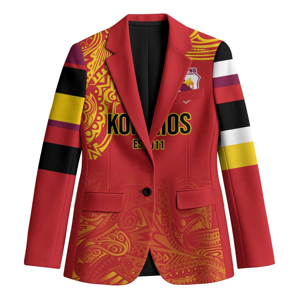 Queensland Papua New Guinea Custom Blazer All Red Pacific PNG Tribal Style - Polynesian Pride