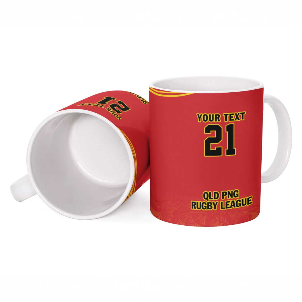 Queensland Papua New Guinea Custom Ceramic Mug All Red Pacific PNG Tribal Style - Polynesian Pride