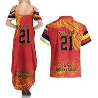Queensland Papua New Guinea Custom Couples Matching Summer Maxi Dress and Hawaiian Shirt All Red Pacific PNG Tribal Style LT9 - Polynesian Pride