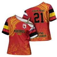 Queensland Papua New Guinea Custom Cross Shoulder Shirt All Red Pacific PNG Tribal Style LT9 - Polynesian Pride