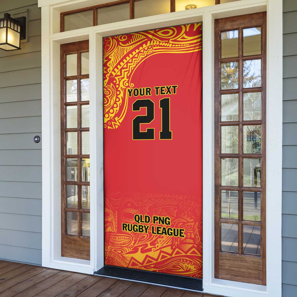 Queensland Papua New Guinea Custom Door Cover All Red Pacific PNG Tribal Style LT9 - Polynesian Pride