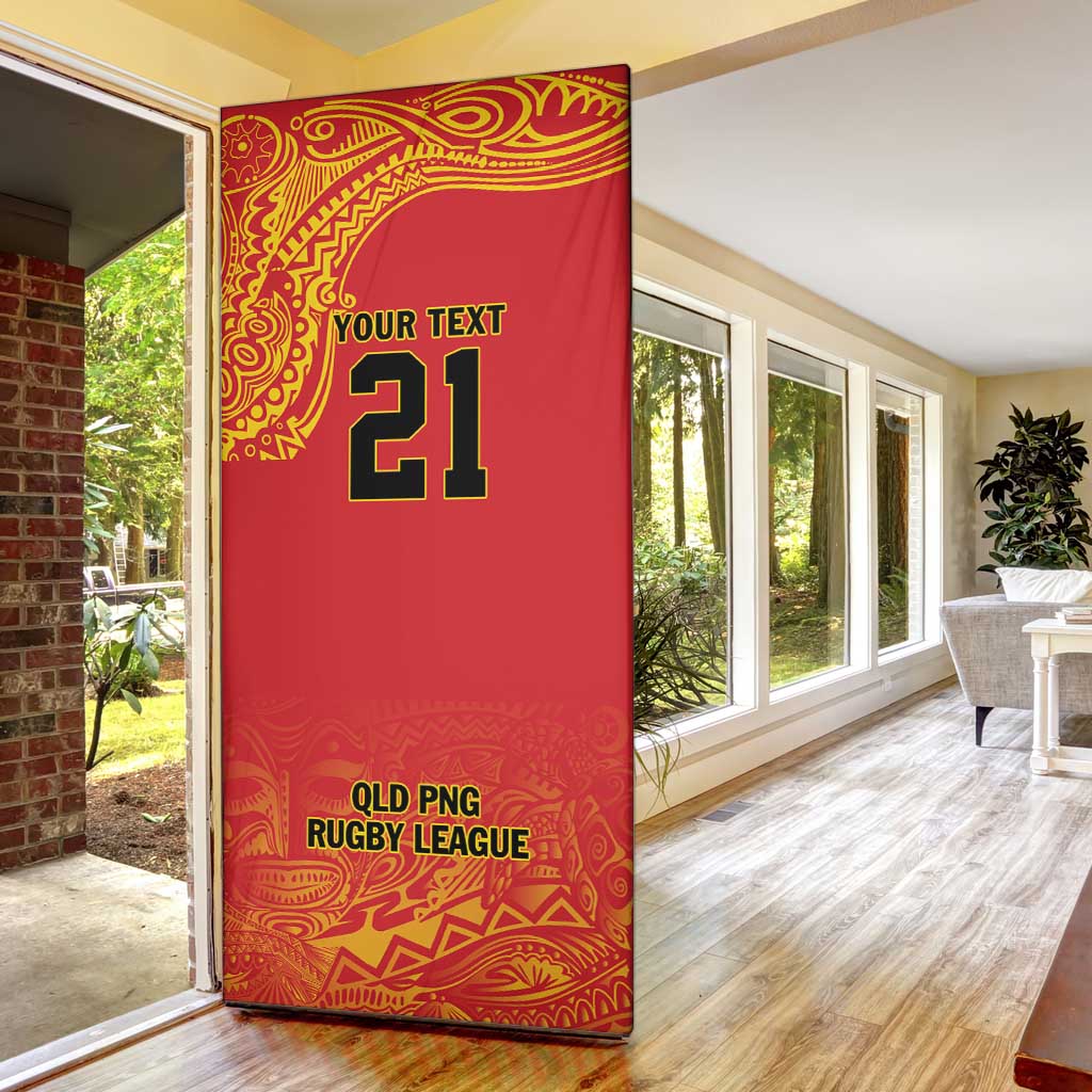Queensland Papua New Guinea Custom Door Cover All Red Pacific PNG Tribal Style LT9 - Polynesian Pride