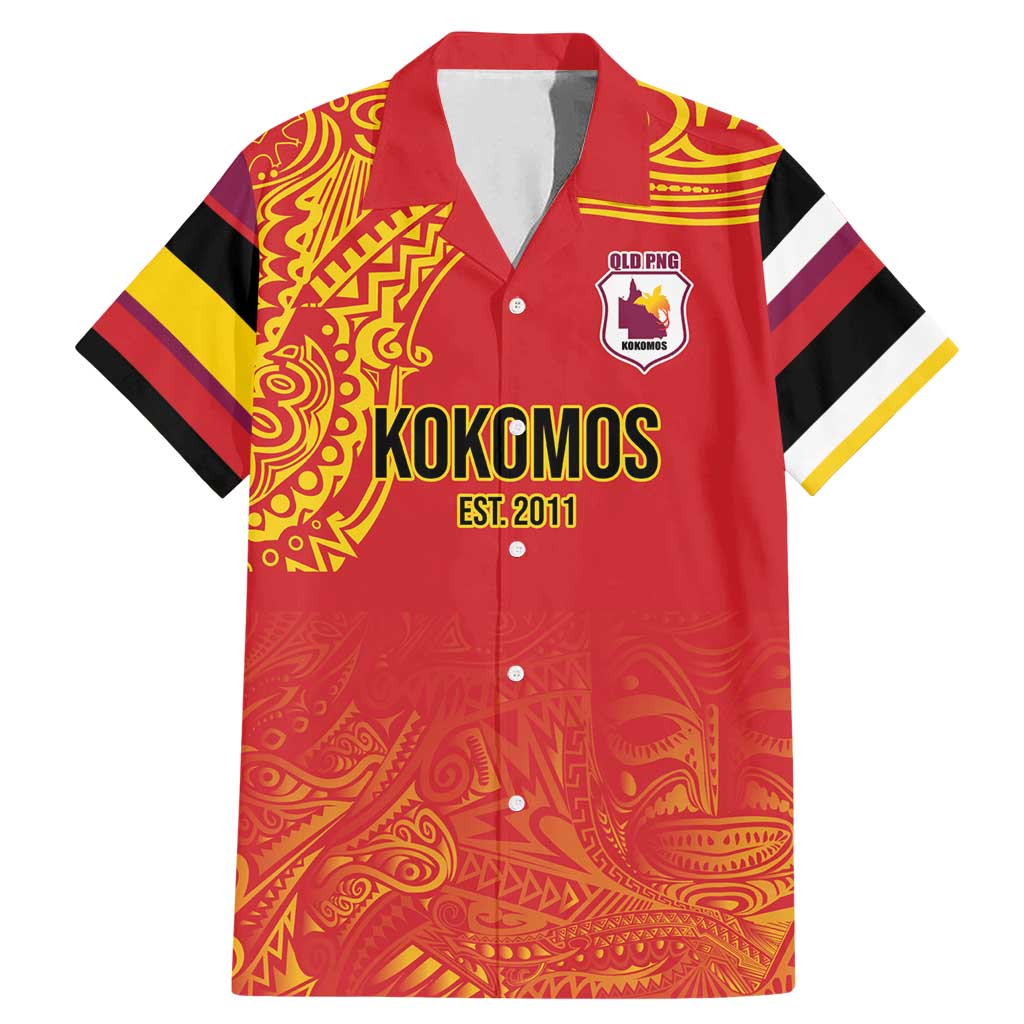 Queensland Papua New Guinea Custom Family Matching Mermaid Dress and Hawaiian Shirt All Red Pacific PNG Tribal Style LT9 Dad's Shirt - Short Sleeve Red - Polynesian Pride