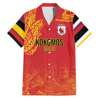 Queensland Papua New Guinea Custom Family Matching Mermaid Dress and Hawaiian Shirt All Red Pacific PNG Tribal Style LT9 Dad's Shirt - Short Sleeve Red - Polynesian Pride