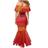 Queensland Papua New Guinea Custom Family Matching Mermaid Dress and Hawaiian Shirt All Red Pacific PNG Tribal Style LT9 - Polynesian Pride