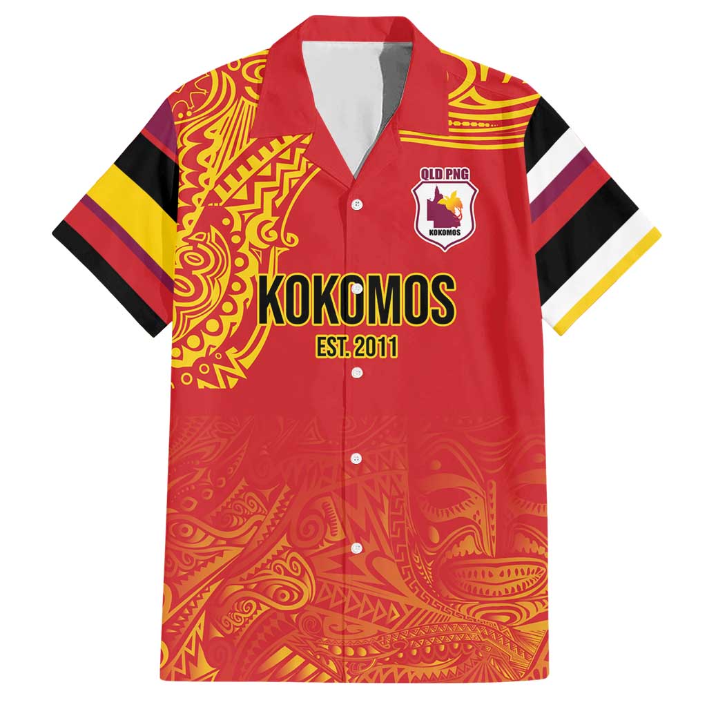 Queensland Papua New Guinea Custom Family Matching Short Sleeve Bodycon Dress and Hawaiian Shirt All Red Pacific PNG Tribal Style LT9 Dad's Shirt - Short Sleeve Red - Polynesian Pride