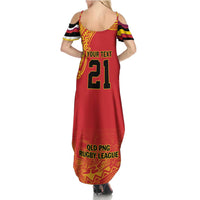 Queensland Papua New Guinea Custom Family Matching Summer Maxi Dress and Hawaiian Shirt All Red Pacific PNG Tribal Style LT9 - Polynesian Pride