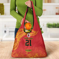 Queensland Papua New Guinea Custom Grocery Bag All Red Pacific PNG Tribal Style LT9 - Polynesian Pride