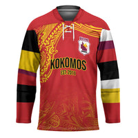 Queensland Papua New Guinea Custom Hockey Jersey All Red Pacific PNG Tribal Style LT9 Unisex Red - Polynesian Pride