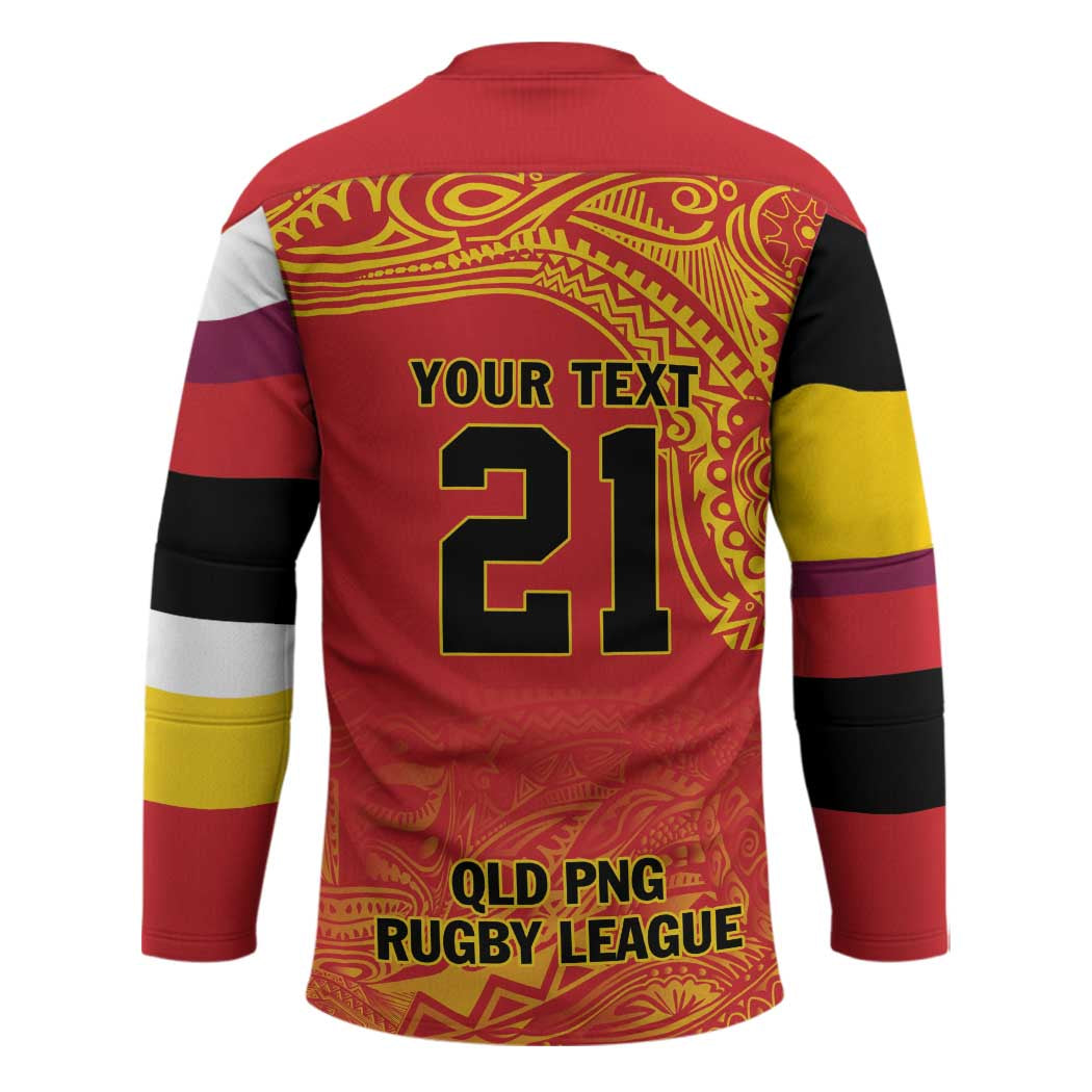 Queensland Papua New Guinea Custom Hockey Jersey All Red Pacific PNG Tribal Style LT9 - Polynesian Pride