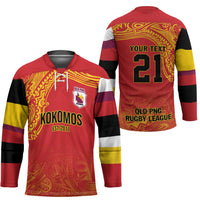 Queensland Papua New Guinea Custom Hockey Jersey All Red Pacific PNG Tribal Style LT9 - Polynesian Pride