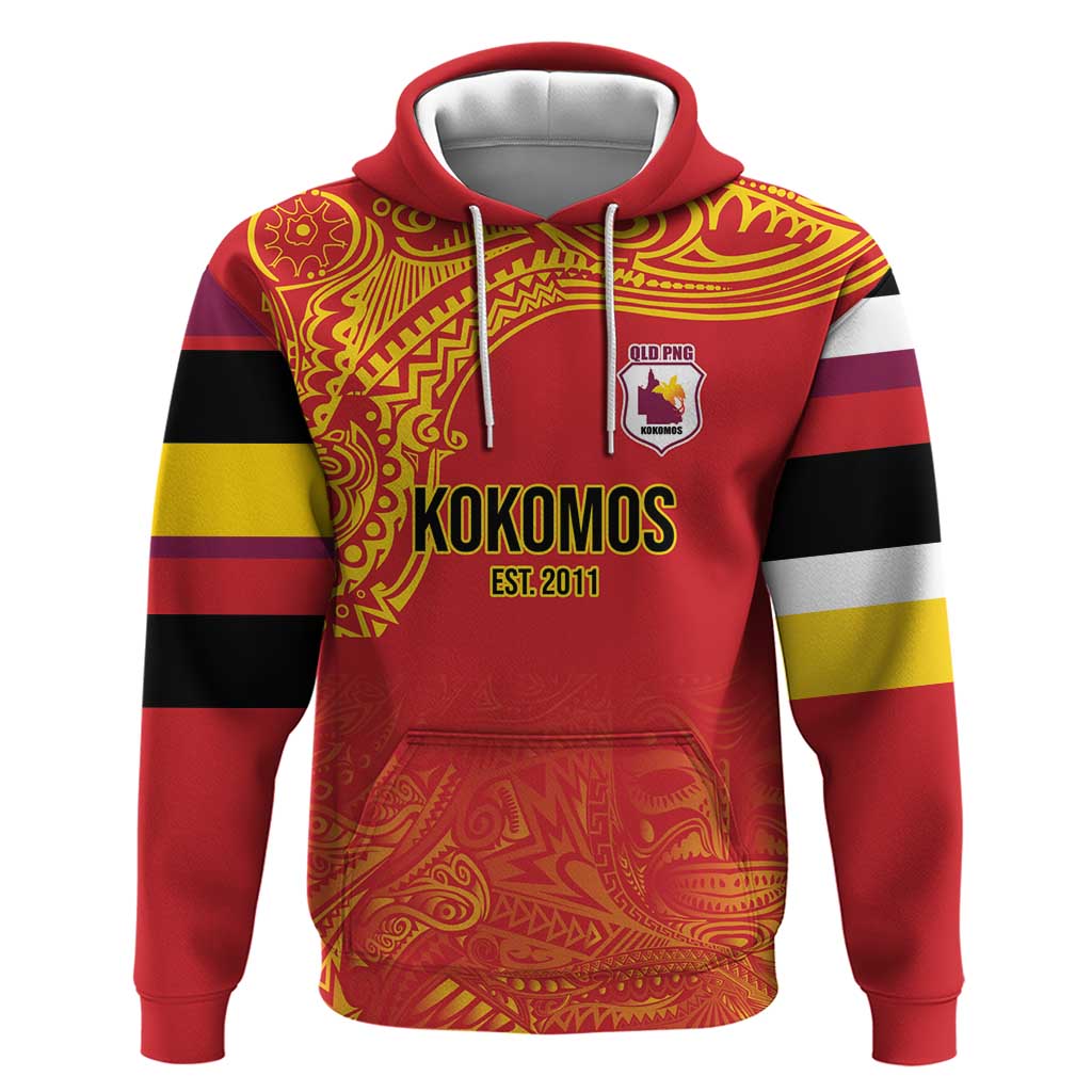 Queensland Papua New Guinea Custom Hoodie All Red Pacific PNG Tribal Style LT9 Pullover Hoodie Red - Polynesian Pride