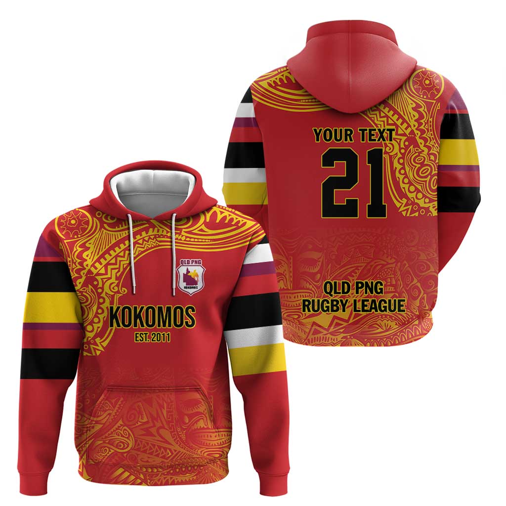 Queensland Papua New Guinea Custom Hoodie All Red Pacific PNG Tribal Style LT9 - Polynesian Pride