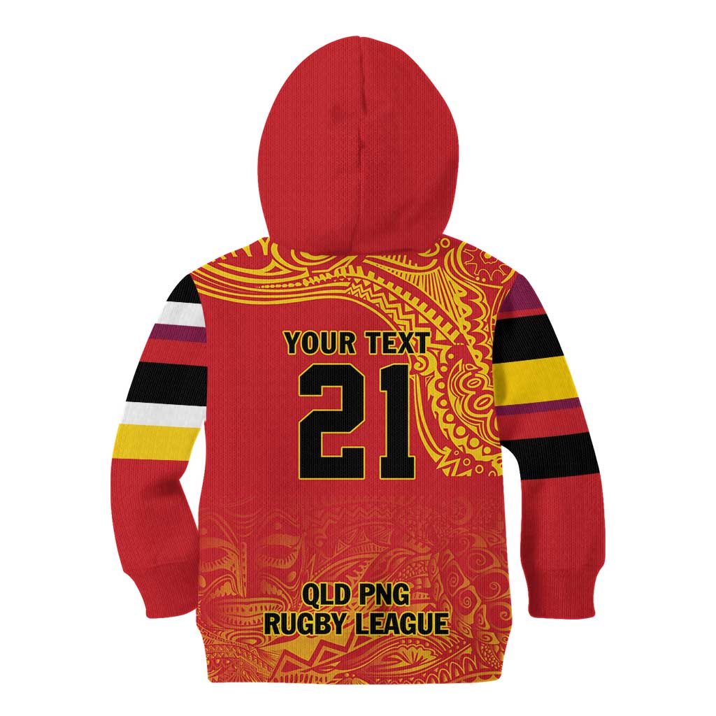 Queensland Papua New Guinea Custom Kid Hoodie All Red Pacific PNG Tribal Style LT9 - Polynesian Pride